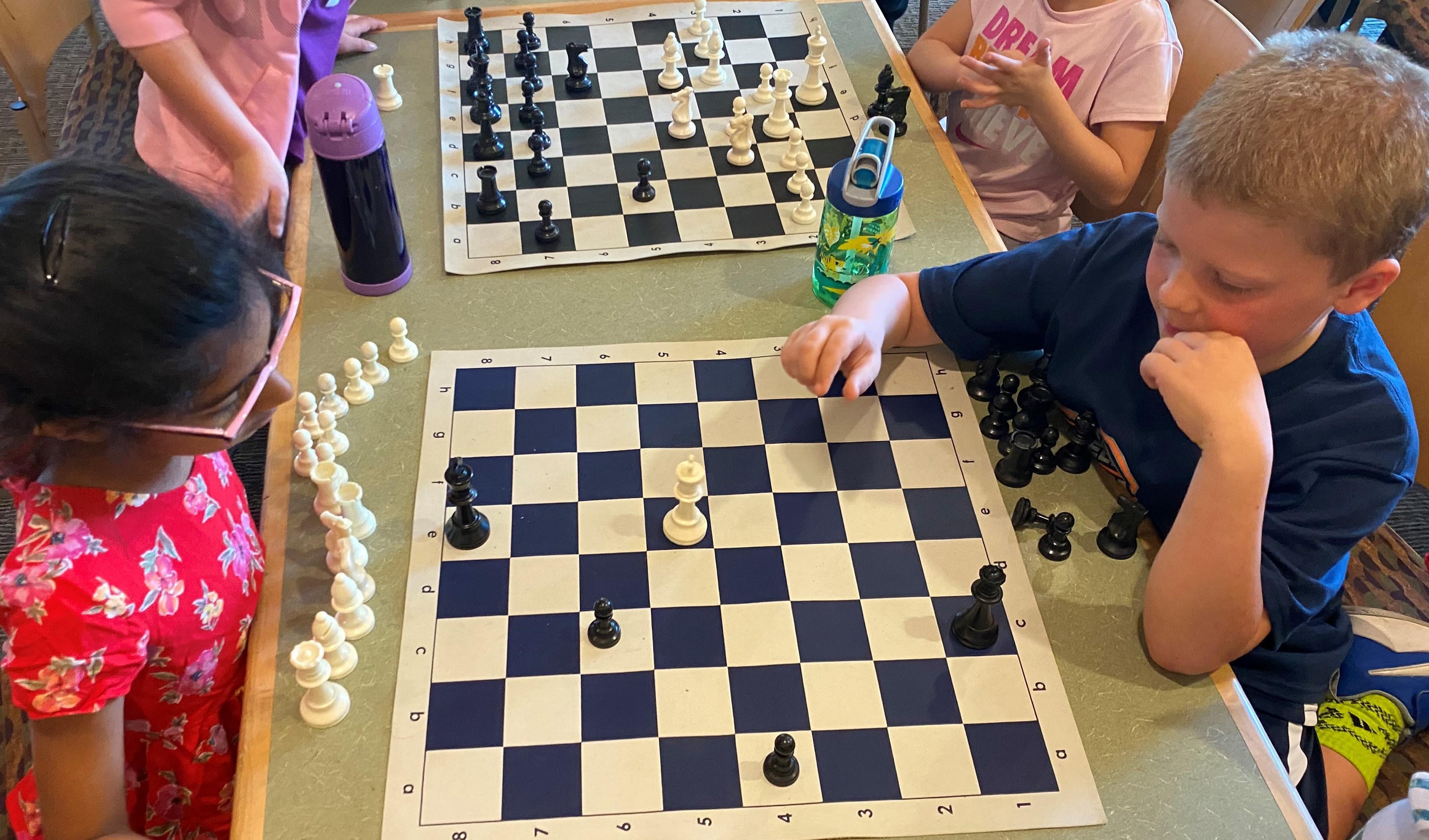 Chess being played at an After School Elementary School in Dublin.